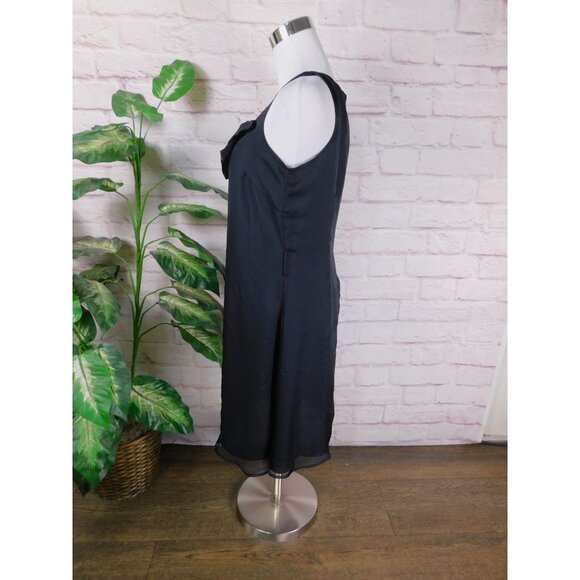 GAP Black Sleeveless Ruffle Neck Dress Size 6 - Classic Chic Evening Look - Picture 4 of 11